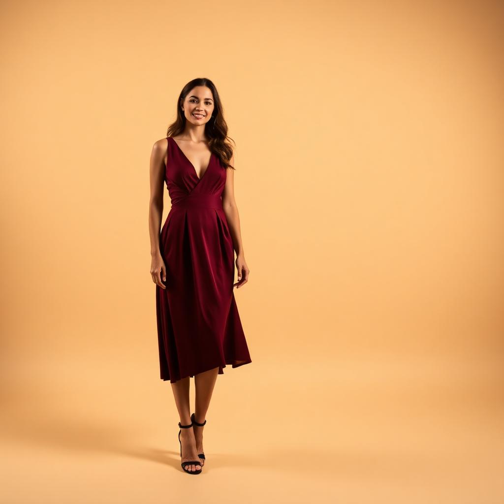 Vestido midi · Bordô